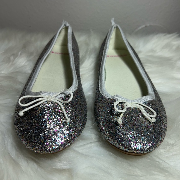 J.CREW Crewcuts Glitter Ballet Flats SILVER Size 3 - Picture 3 of 7